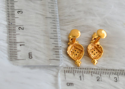 Gold look alike pink stone screw back earrings/stud dj-49217