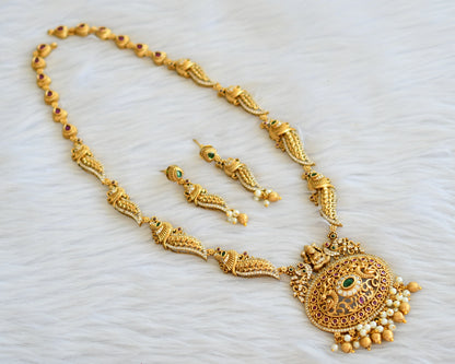 Matte finish kemp-green-white lakshmi peacock haar set dj-44009