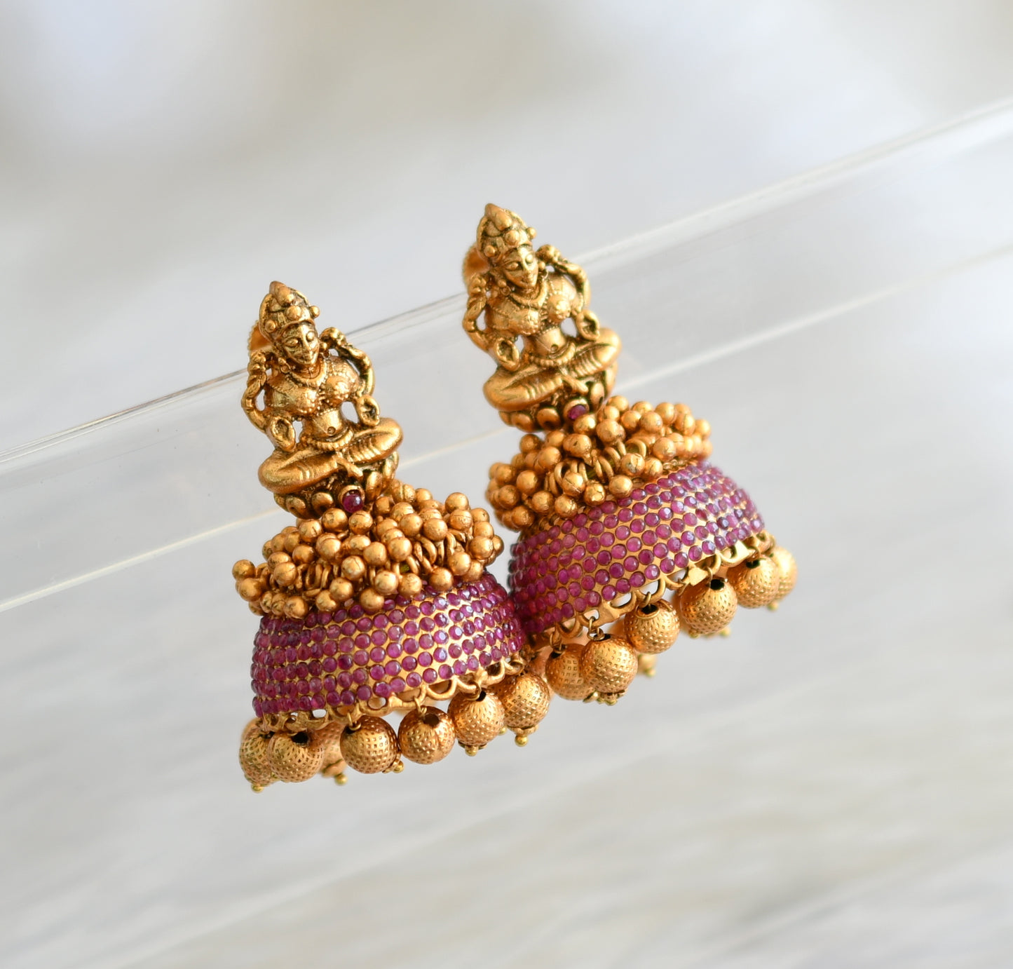 Matte finish ruby gold cluster lakshmi jhumkka dj-32606