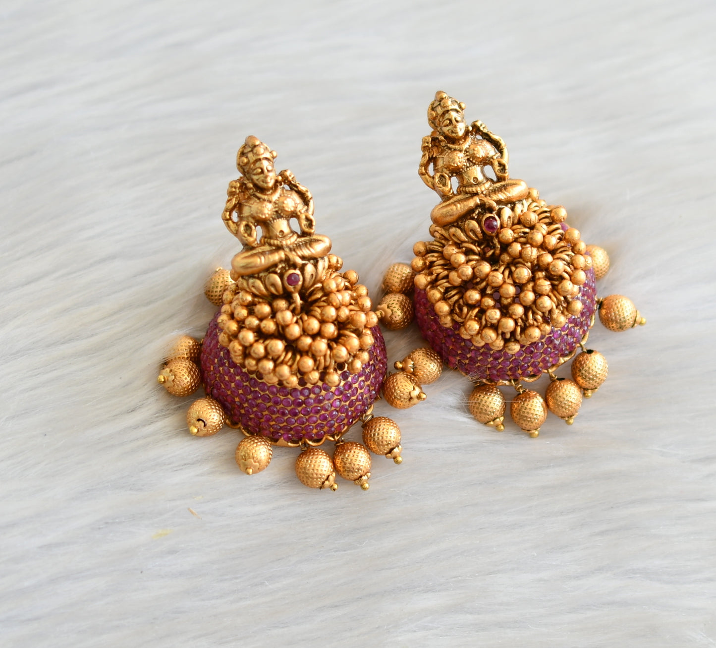 Matte finish ruby gold cluster lakshmi jhumkka dj-32606