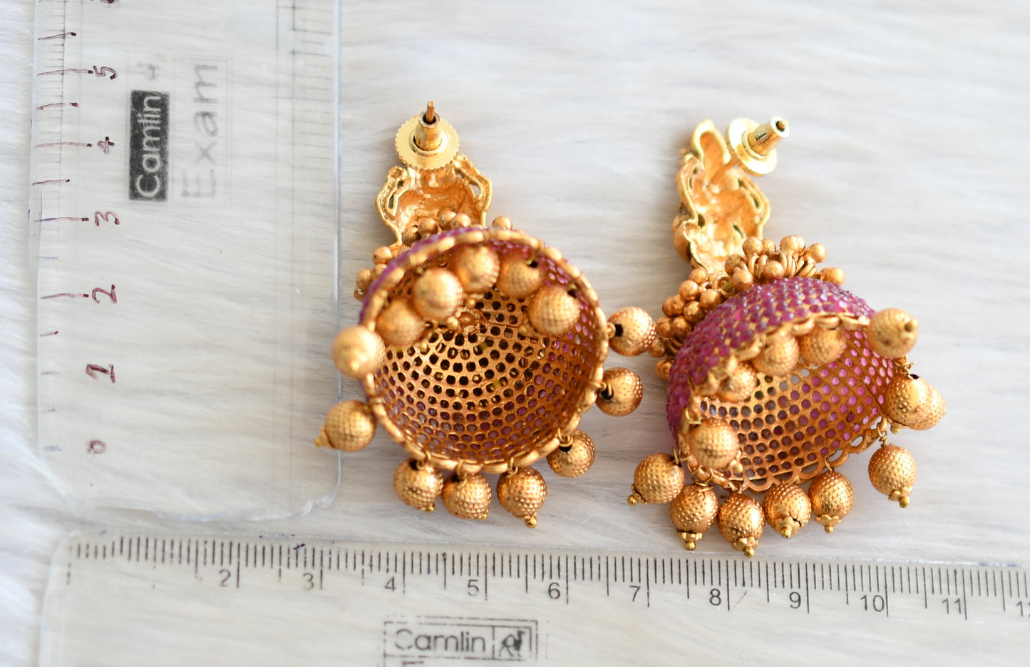 Matte finish ruby gold cluster lakshmi jhumkka dj-32606