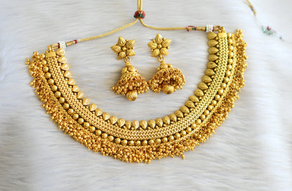 Antique gold cluster necklace set dj-29286
