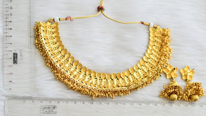Antique gold cluster necklace set dj-29286