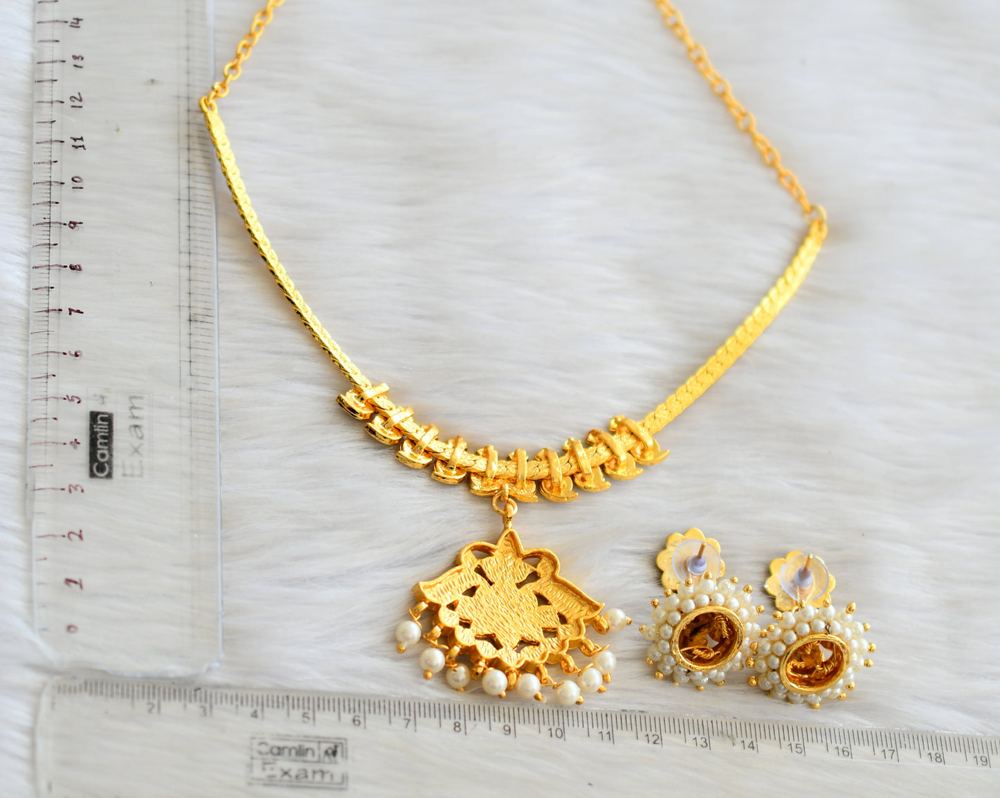 Gold tone kemp-green mango necklace set dj-08397