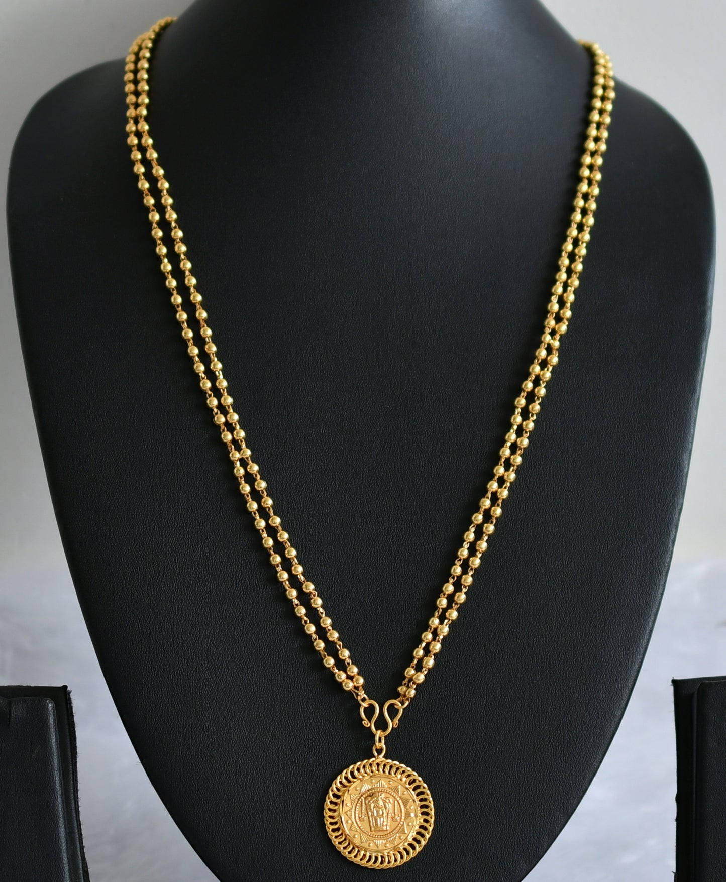 Gold tone 24 inches ball chain with guruvayurappan pendant dj-43427