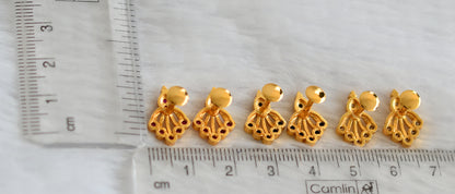 Gold tone ruby-white-black combo earrings dj-49240