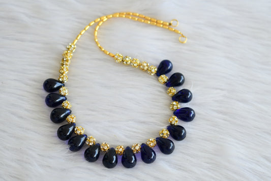Handmade royal blue drop bead necklace dj-03996