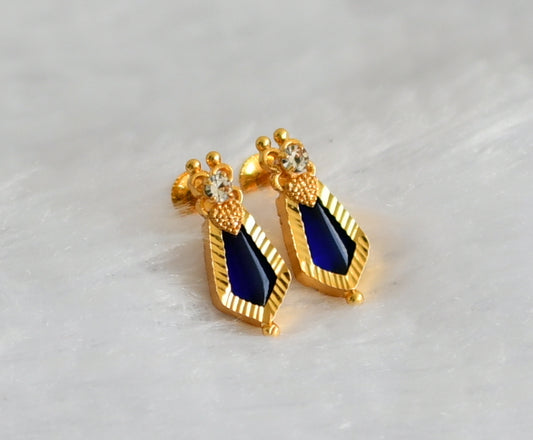 Gold tone blue-white kerala style nagapadam earrings dj-49241