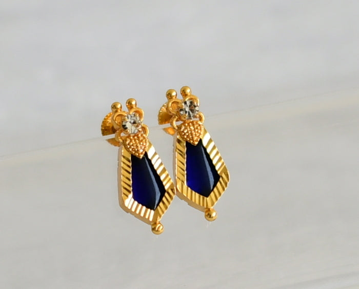 Gold tone blue-white kerala style nagapadam earrings dj-49241