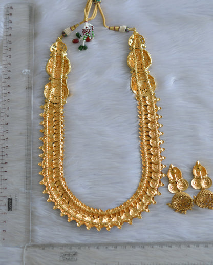 Matte finish Lakshmi coin-Swan Mugappu haar set dj-42697