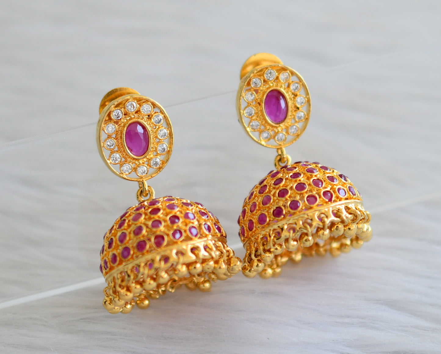 Gold tone Ad-ruby Jhumkka dj-04050