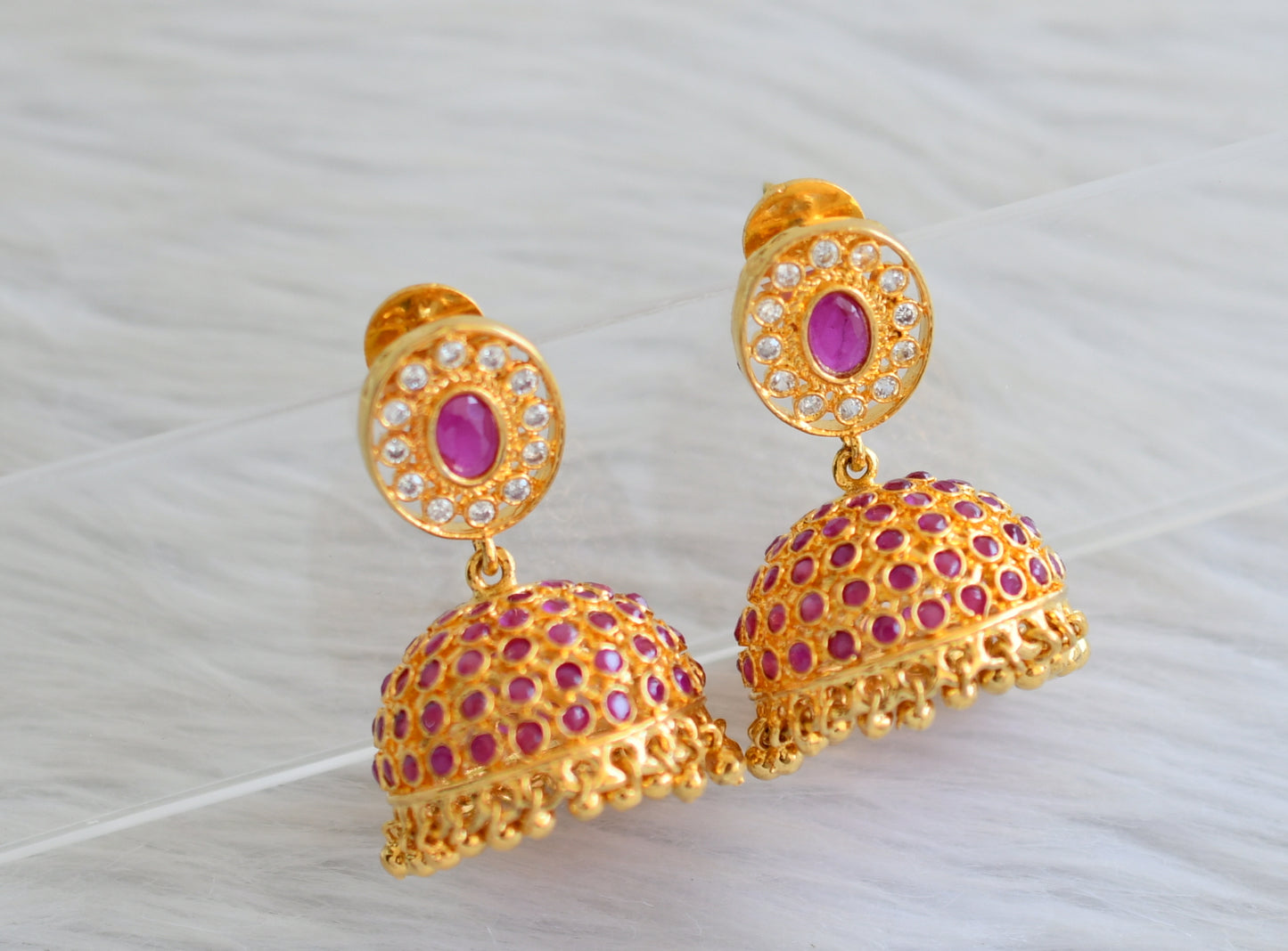 Gold tone Ad-ruby Jhumkka dj-04050