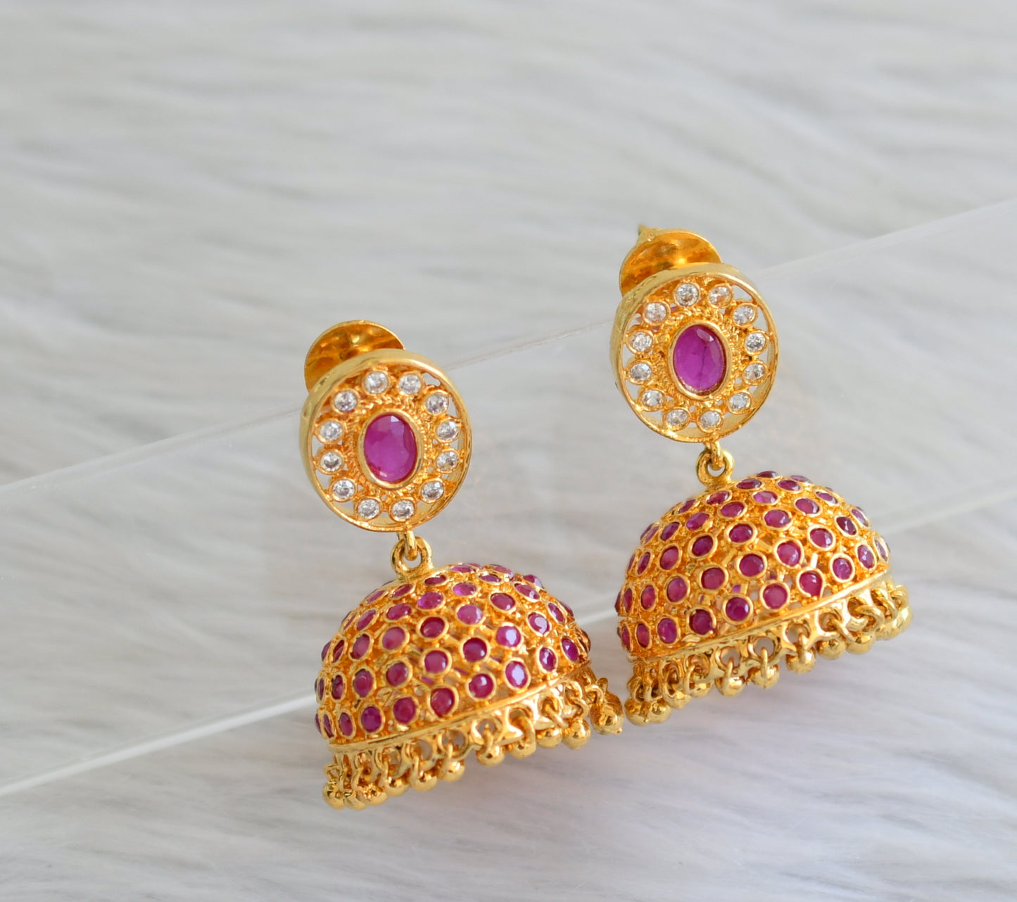 Gold tone Ad-ruby Jhumkka dj-04050