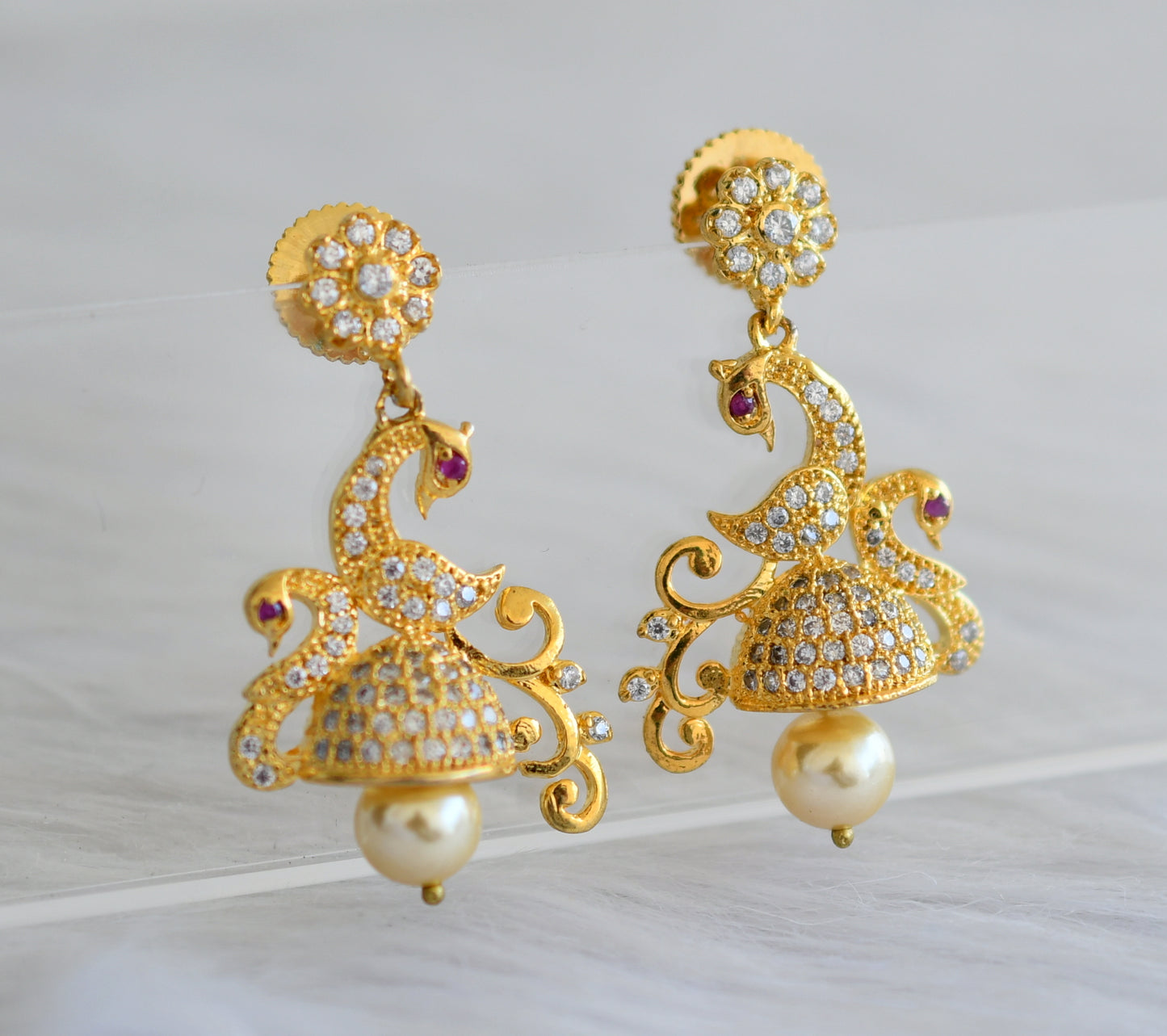 Gold tone cz peacock jhumkka dj-04048