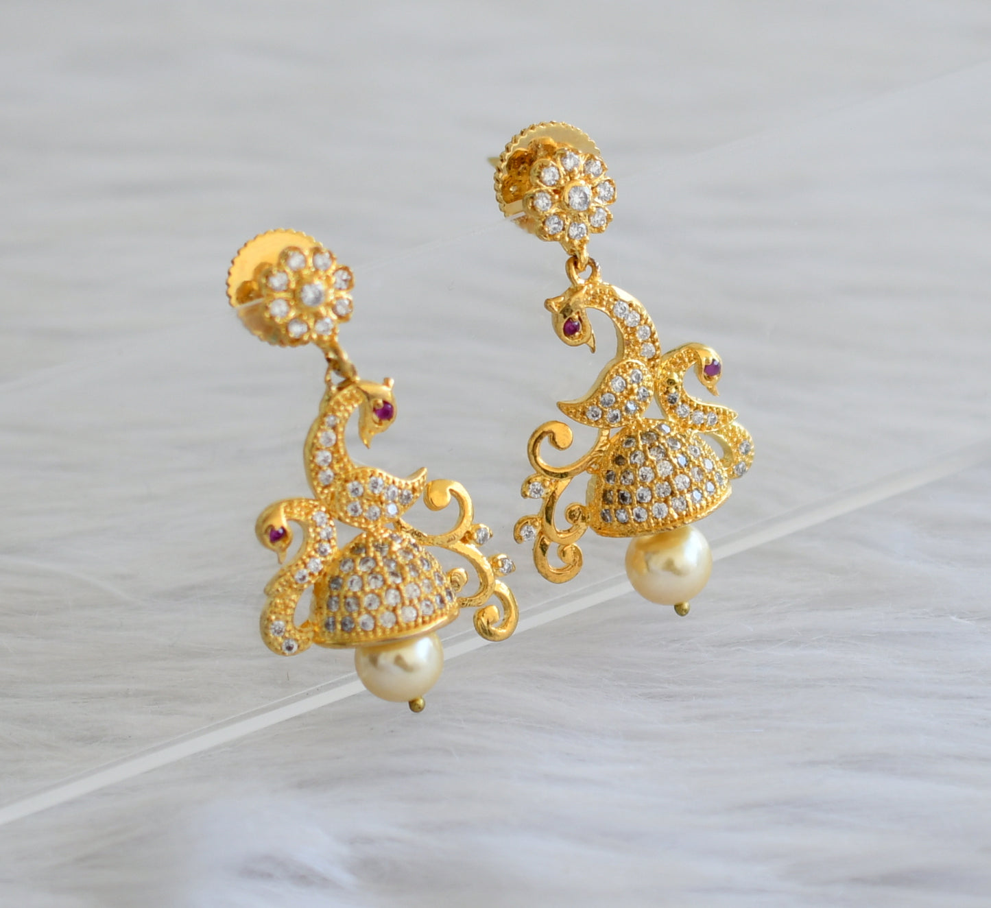 Gold tone cz peacock jhumkka dj-04048