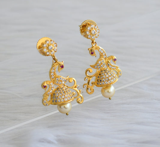 Gold tone cz peacock jhumkka dj-04048