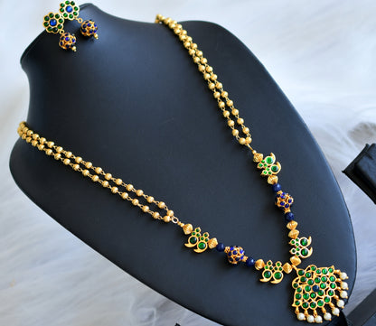 Gold tone blue-green pearl kemp chain set dj-20254