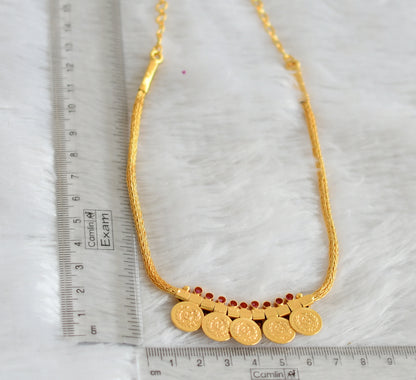 Gold tone kerala style ruby stone coin necklace dj-47435