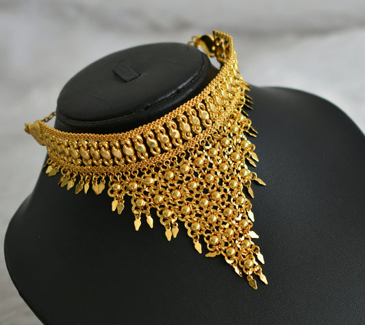 Gold tone kerala style elakka thali choker necklace dj-47442