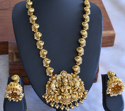 Antique gold look alike Cz Lakshmi peacock haar set dj-42701