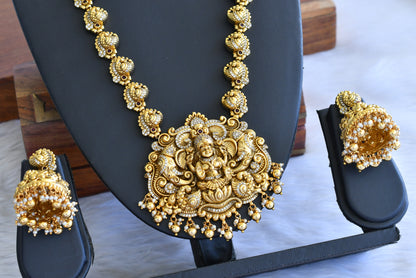 Antique gold look alike Cz Lakshmi peacock haar set dj-42701