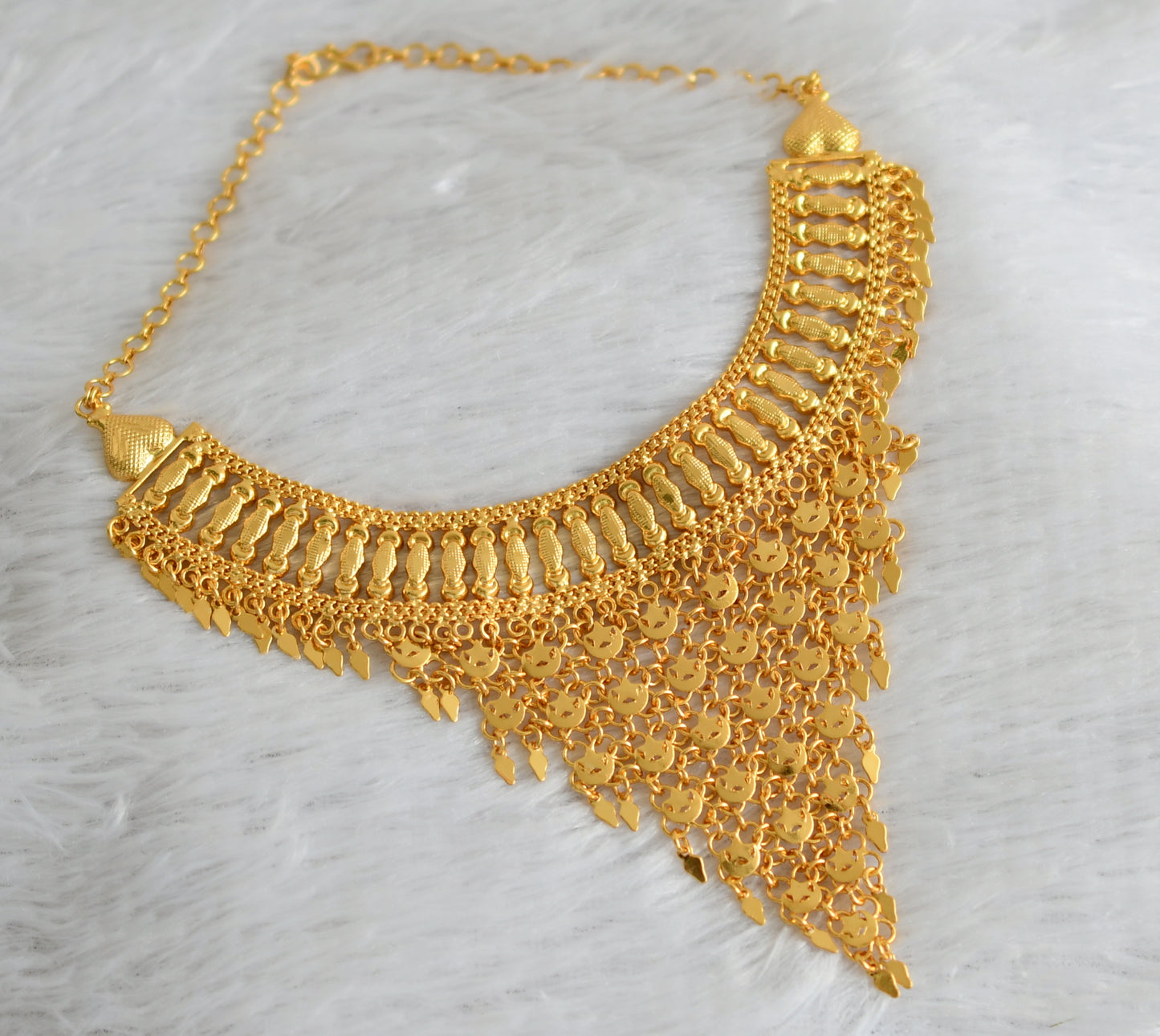 Gold tone kerala style elakka thali sun moon necklace dj-47441