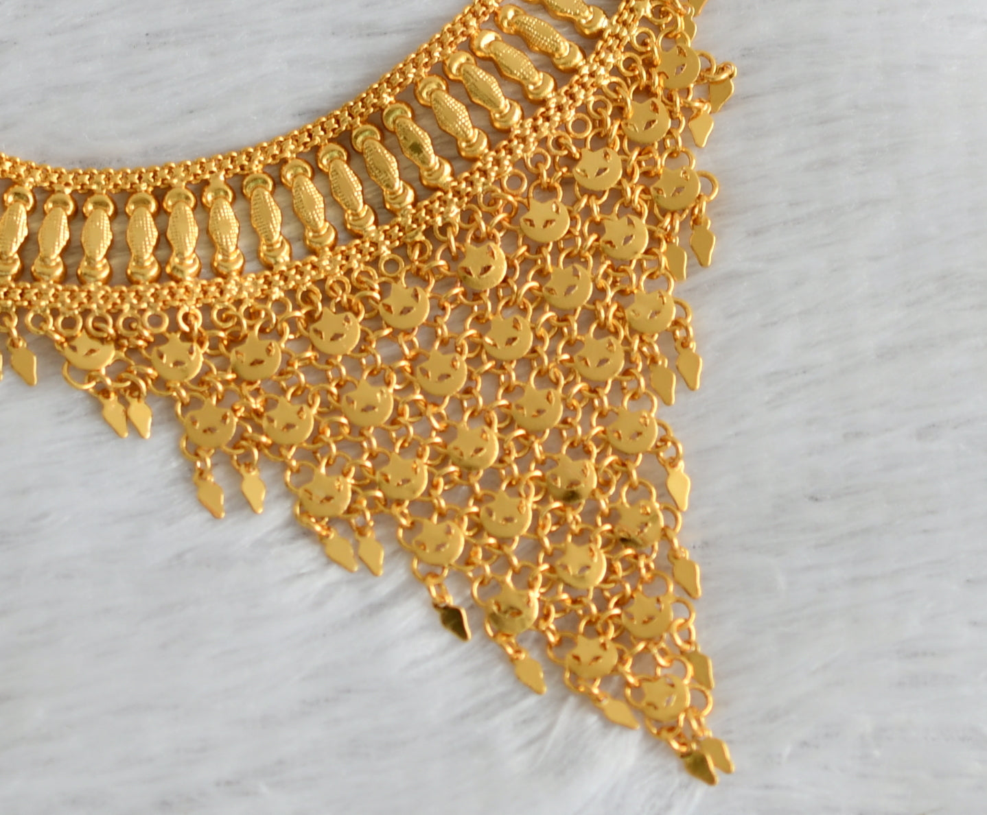 Gold tone kerala style elakka thali sun moon necklace dj-47441