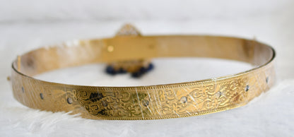 Antique gold tone cz purple beaded block stone waist band dj-49246