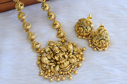 Antique gold look alike Cz Lakshmi peacock haar set dj-42701