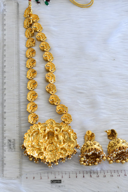 Antique gold look alike Cz Lakshmi peacock haar set dj-42701