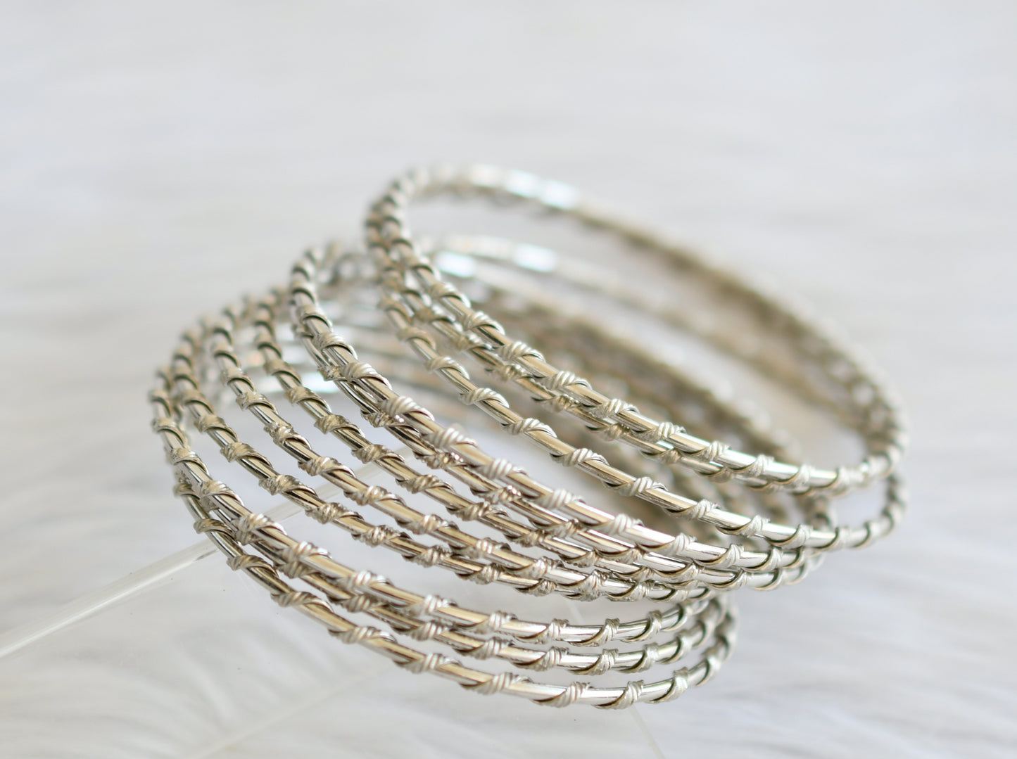 Silver tone set of 11 bangles(2.4) dj-44021