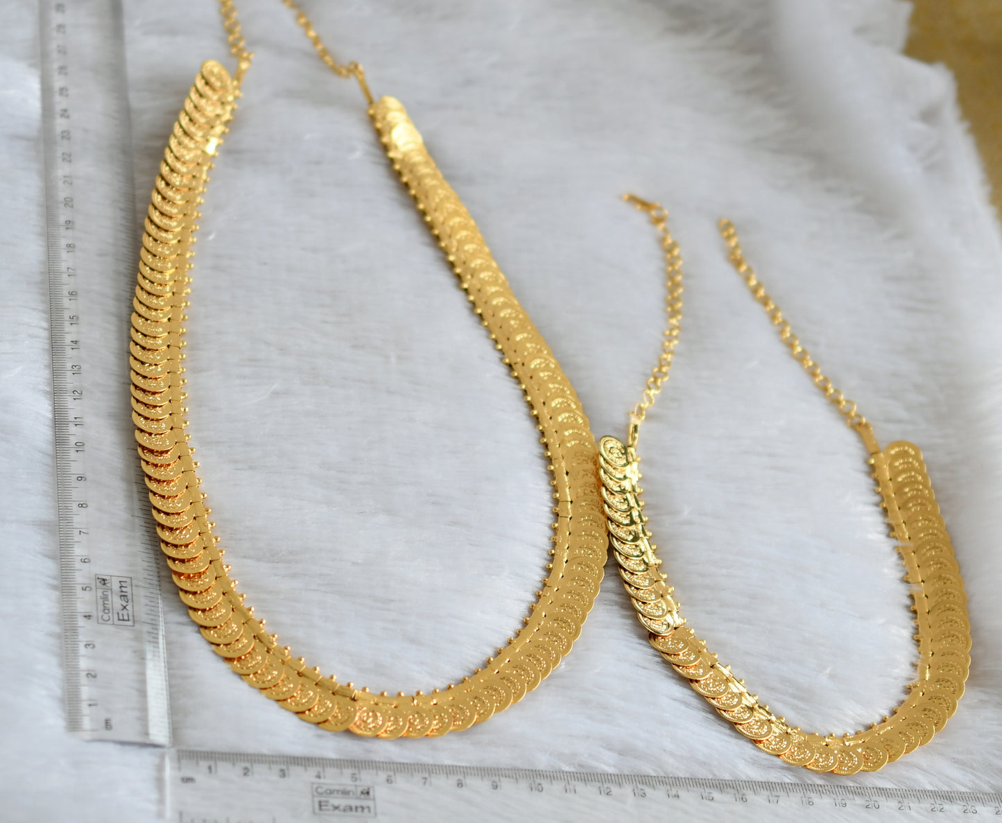 Gold tone lakshmi coin-peacock combo haar set dj-47449