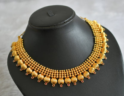 Gold look alike ad pink kerala style necklace dj-47450