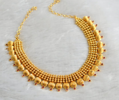 Gold look alike ad pink kerala style necklace dj-47450