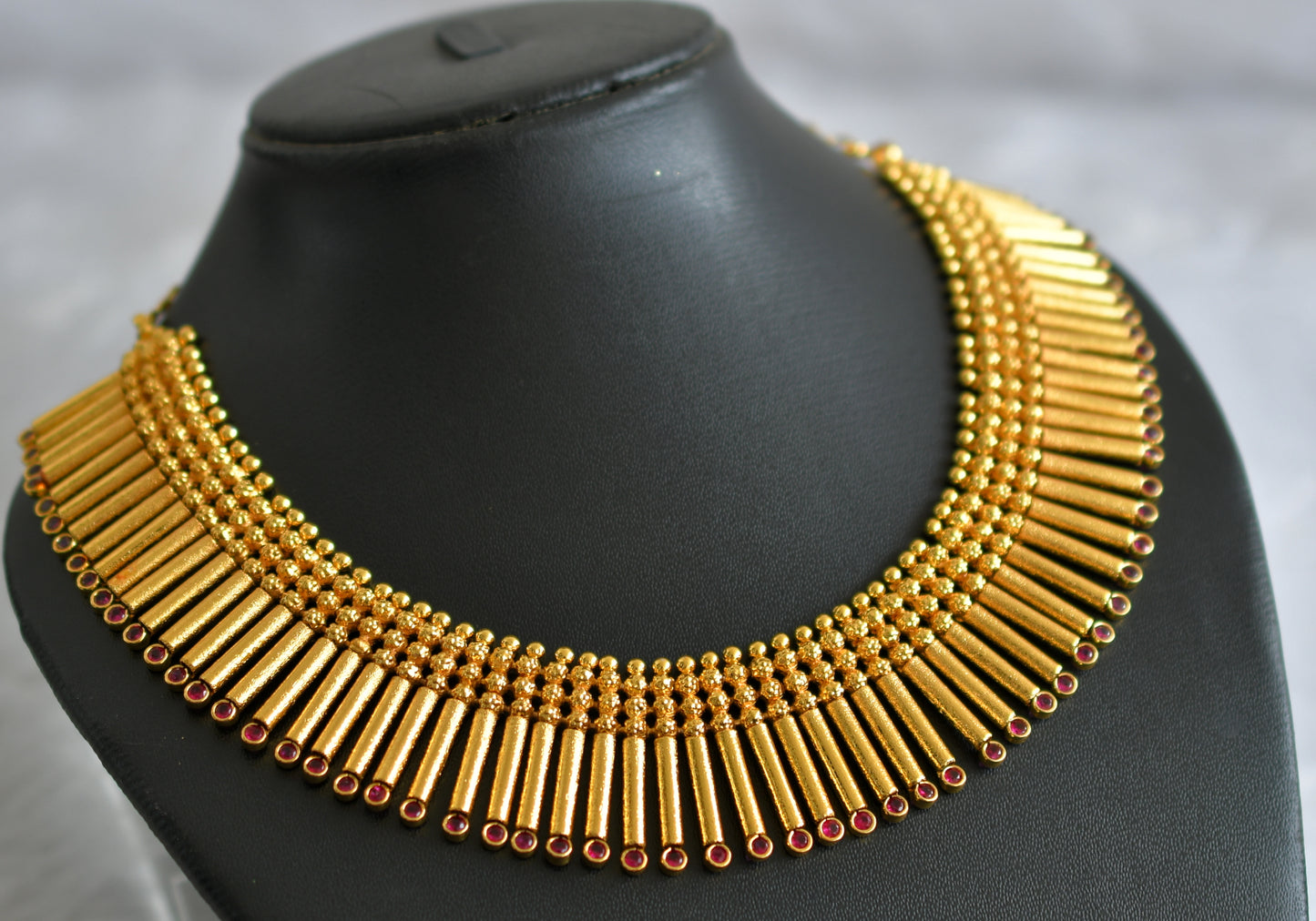 Gold look alike ad pink kerala style necklace dj-47454