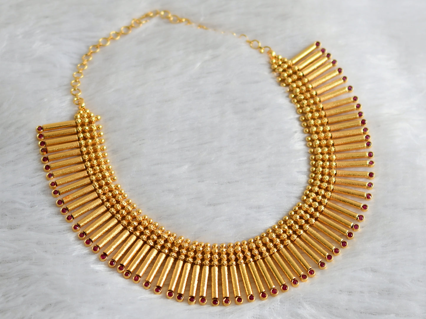 Gold look alike ad pink kerala style necklace dj-47454