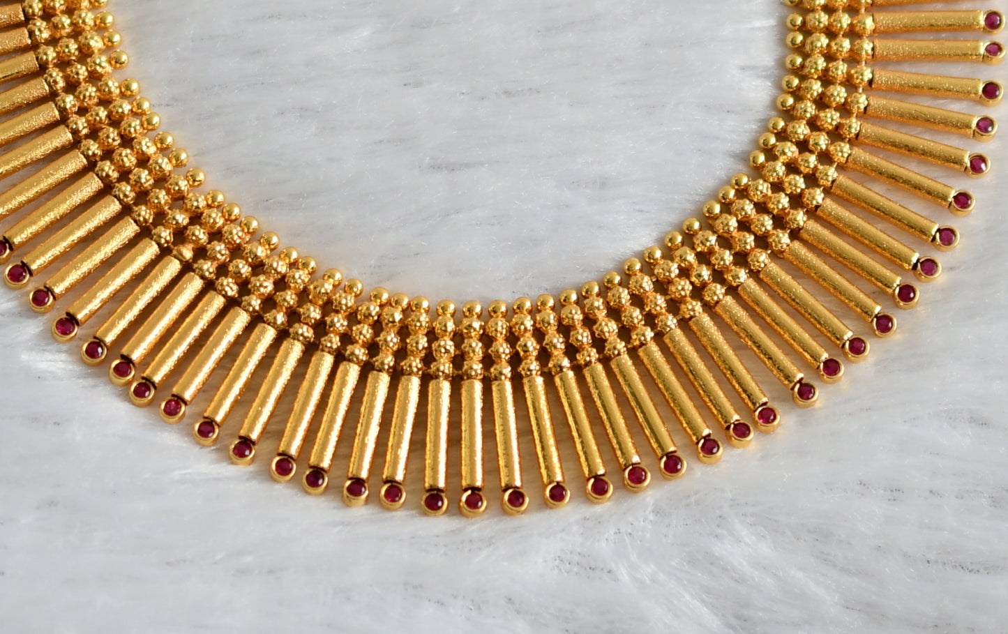 Gold look alike ad pink kerala style necklace dj-47454