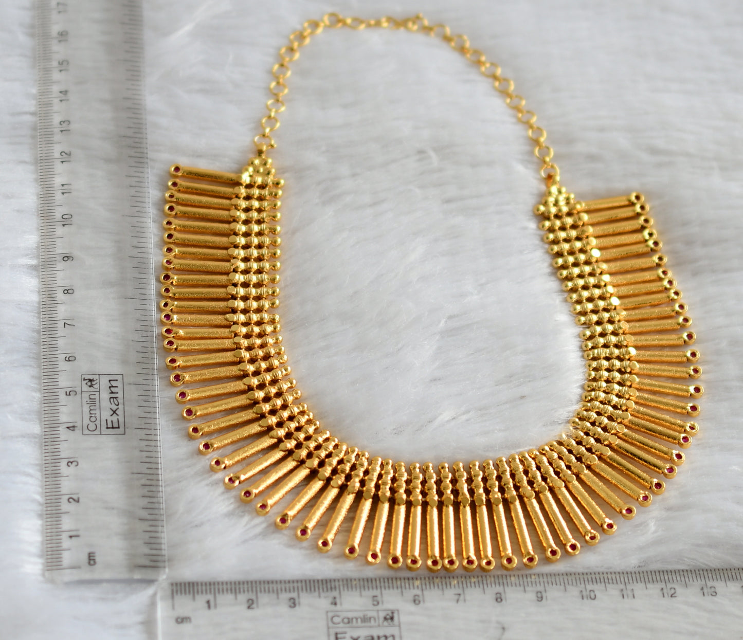 Gold look alike ad pink kerala style necklace dj-47454