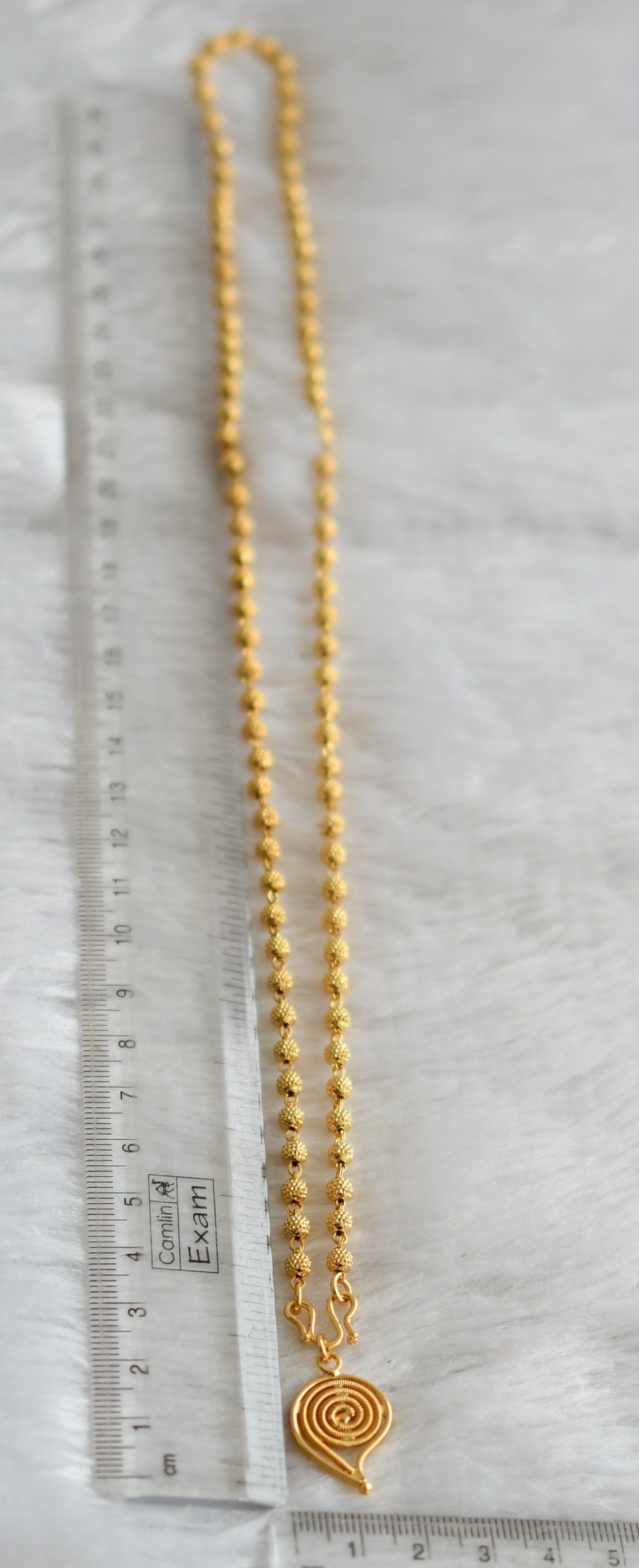 Gold tone 24 inches ball chain with white mango pendant dj-47464