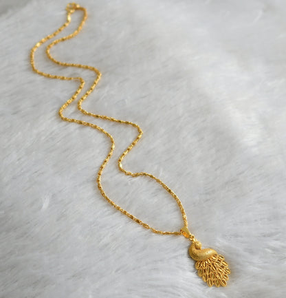 Gold tone 24 inches chain with peacock pendant dj-47463