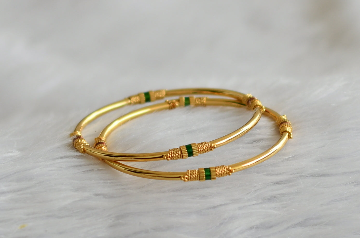 Gold tone red-green bangles(2.4) dj-45769