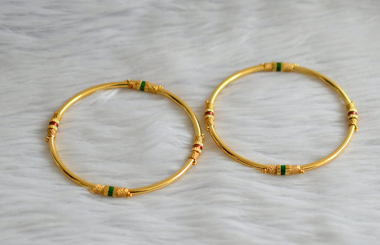Gold tone red-green bangles(2.4) dj-45769