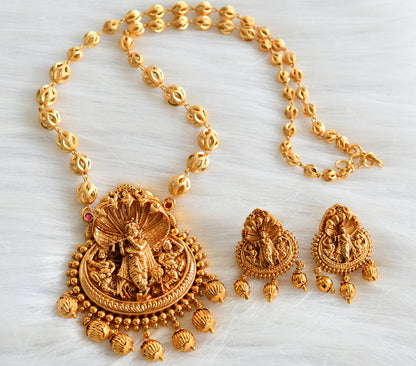 Matte finish beaded krishna necklace set dj-44074