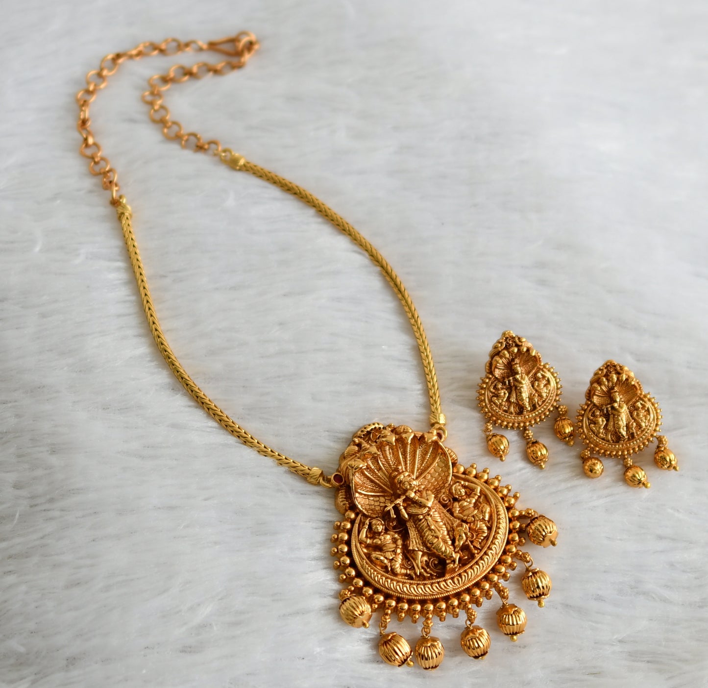 Matte finish krishna necklace set dj-47479