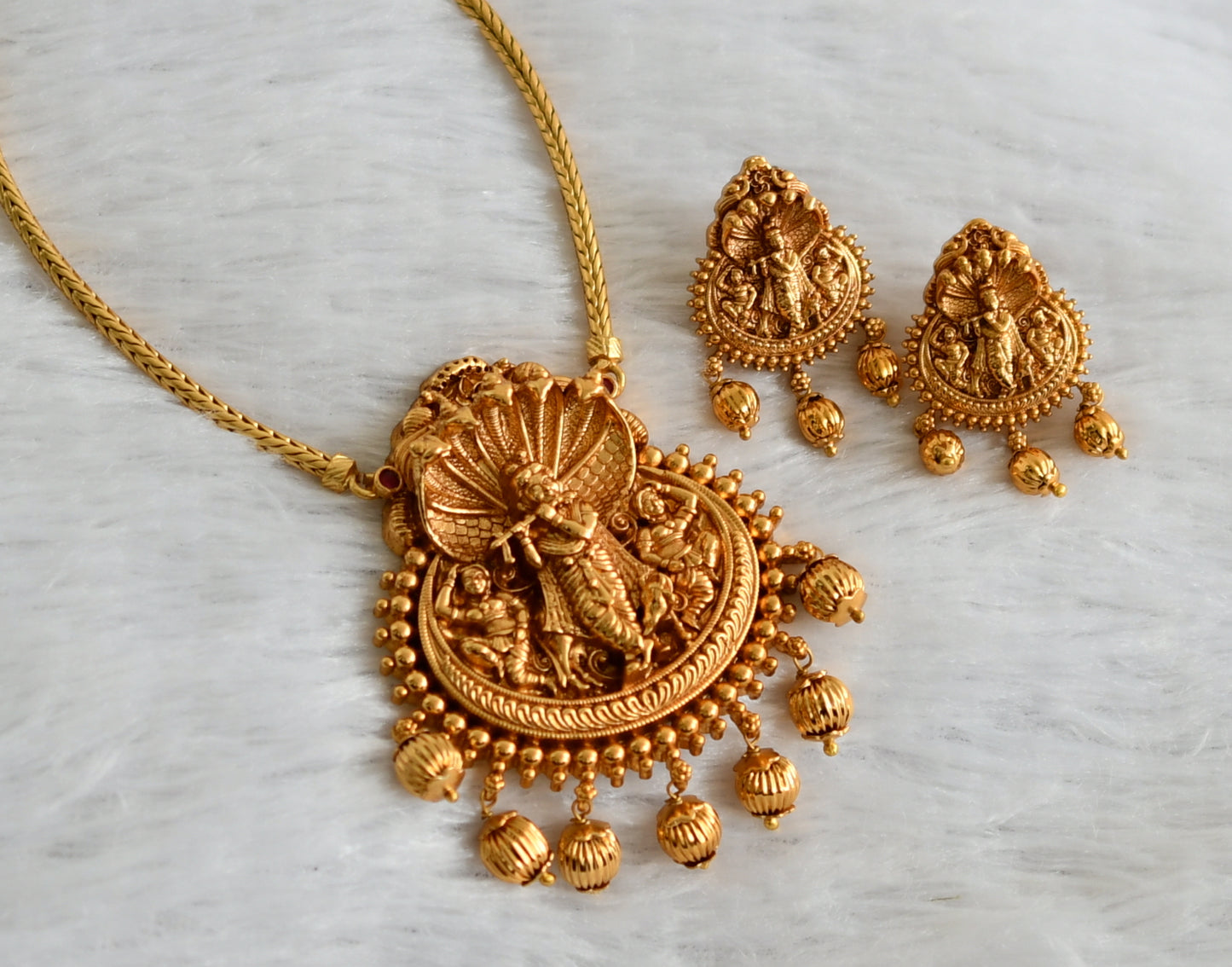 Matte finish krishna necklace set dj-47479