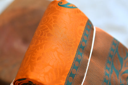 Orange Floral Fancy Silk saree dj-42722