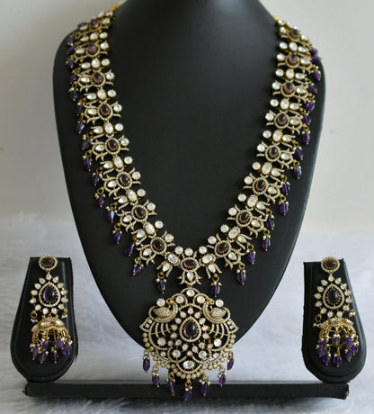 Antique cz-purple beaded peacock victorian short haar set dj-49294