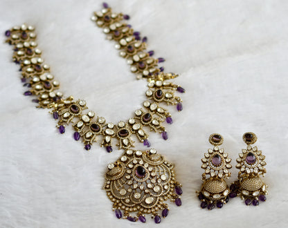 Antique cz-purple beaded peacock victorian short haar set dj-49294