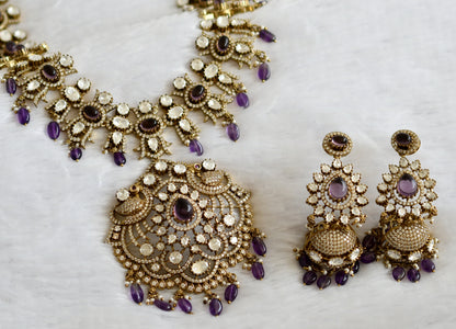 Antique cz-purple beaded peacock victorian short haar set dj-49294