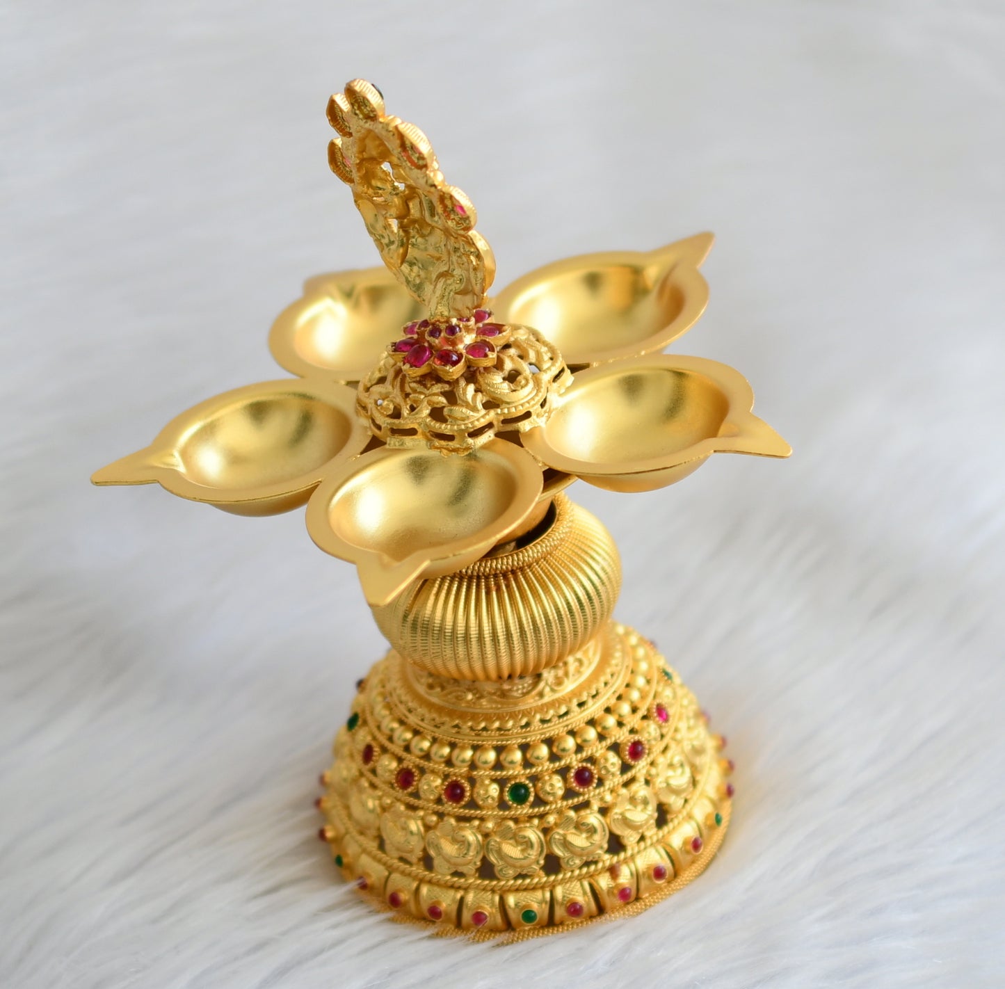 Matte finish kemp-green lakshmi peacock Diya/Deepam dj-44049